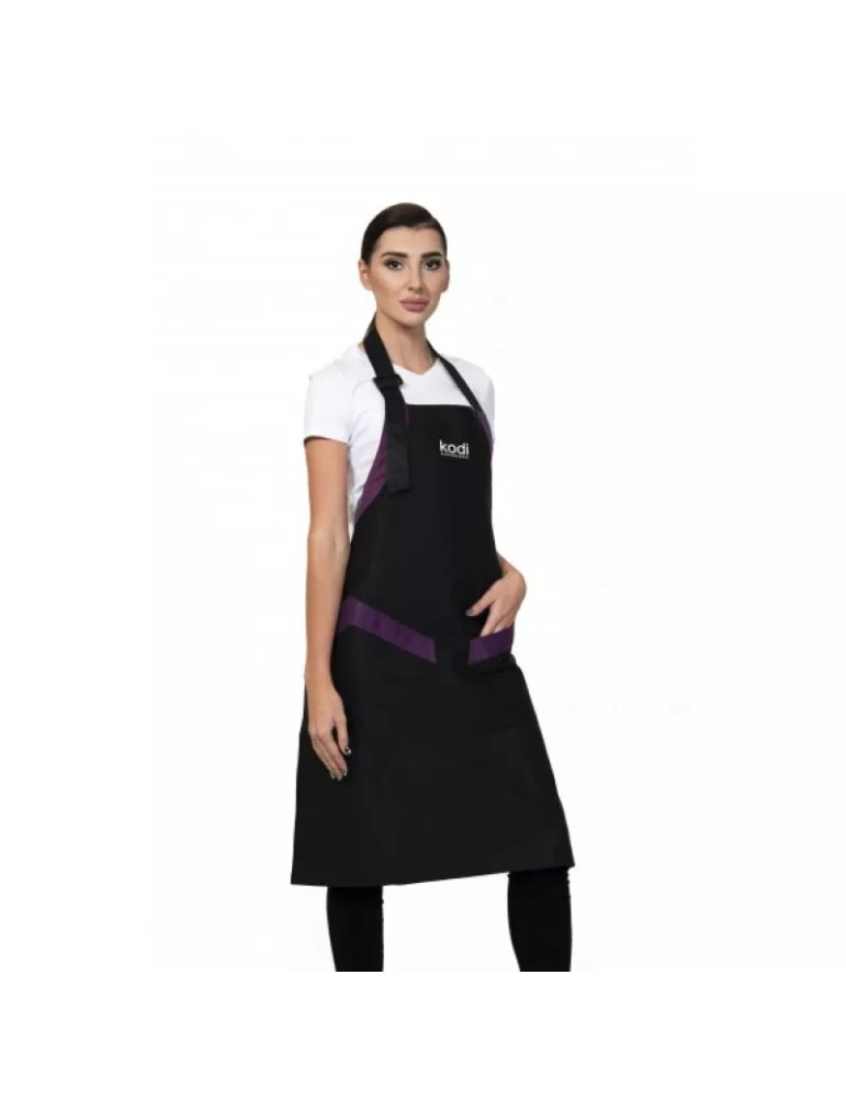 Apron, Color: Black with Purple Inserts, White Logo (long) Kodi Professional