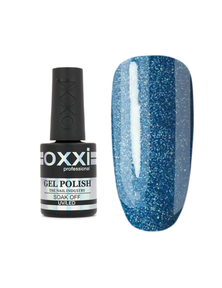 Gel Polish OXXI №202 (blue-turquoise with rich holographic sparkles) 10 ml.