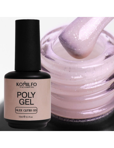 PolyGel №005 Nude Glitter (with shimmer) 15 ml. Komilfo