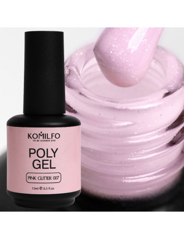 PolyGel №007 Pink Glitter (with shimmer) 15 ml. Komilfo