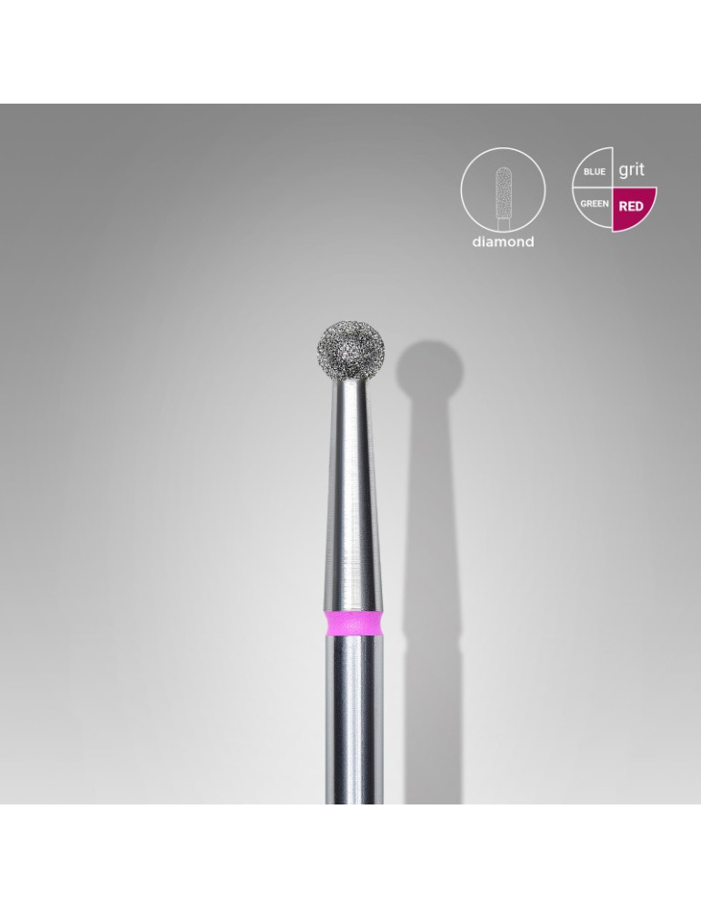 Diamond nail drill bit, ball, red, head diameter 2,5 mm (FA01R025) Staleks