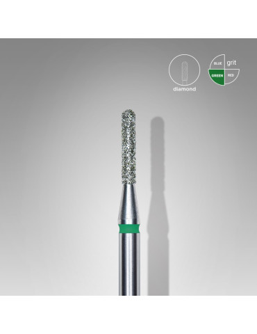 Diamond nail drill bit, rounded cylinder, green, head diameter 1,4 mm/ working 8 mm (FA30G014/8) Staleks