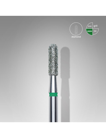 Diamond nail drill bit, rounded cylinder, green, head diameter 2,3 mm/ working 8 mm (FA30G023/8) Staleks