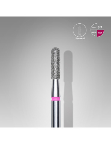 Diamond nail drill bit, rounded cylinder, red, head diameter 2,3 mm/ working 8 mm (FA30R023/8) Staleks
