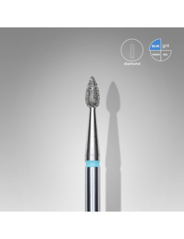 Diamond nail drill bit, drop, blue, head diameter 2,3 mm/ working part 5 mm (FA40B023/5) Staleks