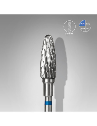 Carbide nail drill bit, “corn”, blue, head diameter 5 mm/ working part 13 mm (FT90B050/13) Staleks