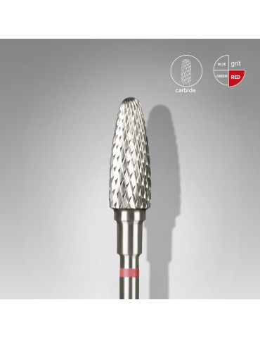 Carbide nail drill bit, “corn”, red, head diameter 5 mm/ working part 13 mm (FT90R050/13) Staleks